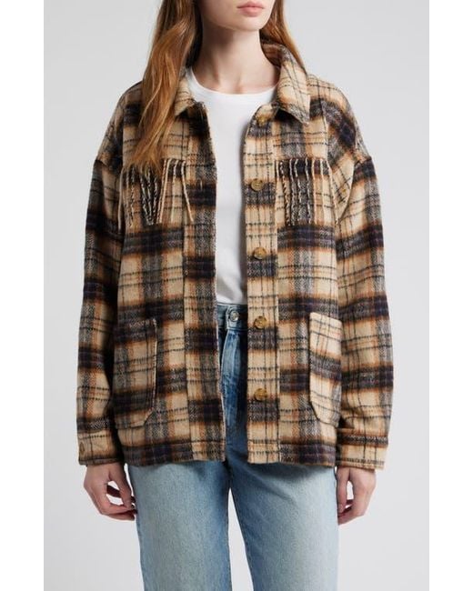 Thread & Supply Brown Fringe Plaid Shacket