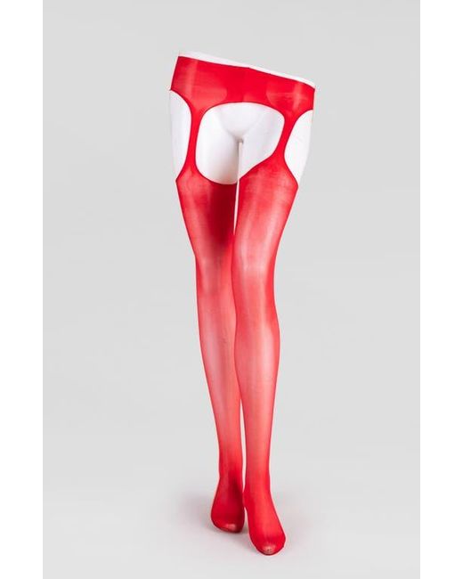 lechery-lustrous-silky-shiny-sheer-suspender-crotchless-tights-in-red