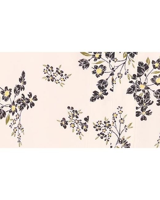 Cece Blue Floral Ruffle V-Neck Georgette Top