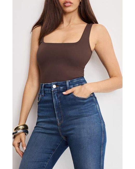 GOOD AMERICAN Blue Modern Tank Thong Bodysuit