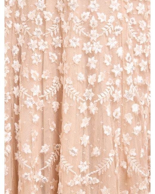Needle & Thread Pink Clover Cape Sleeve Ankle Gown