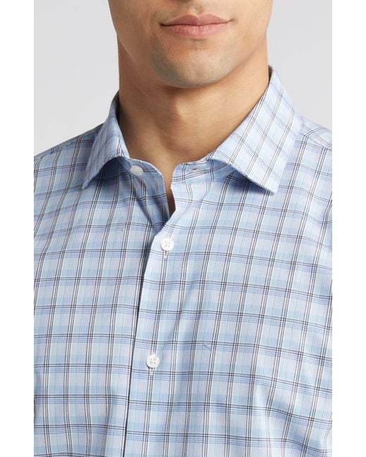 Nordstrom Blue Tech-smart Traditional Fit Plaid Performance Dress Shirt for men