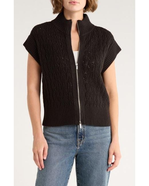 Vince Camuto Women's Black Pointelle Turtleneck Sweater