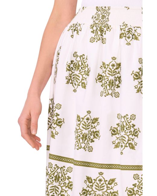 Halogen® Natural Halogen(r) Embroidery Print Midi Skirt