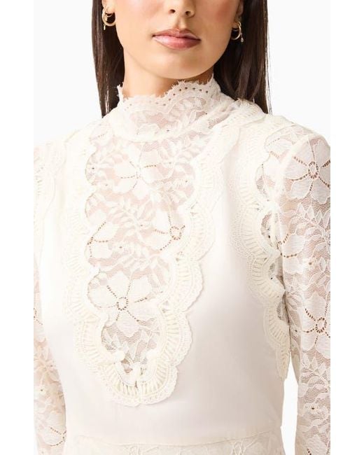 Elliatt Margot Lace Inset Long Sleeve Gown in White | Lyst Elliatt Margot Lace Inset Long Sleeve Gown in White | Lyst