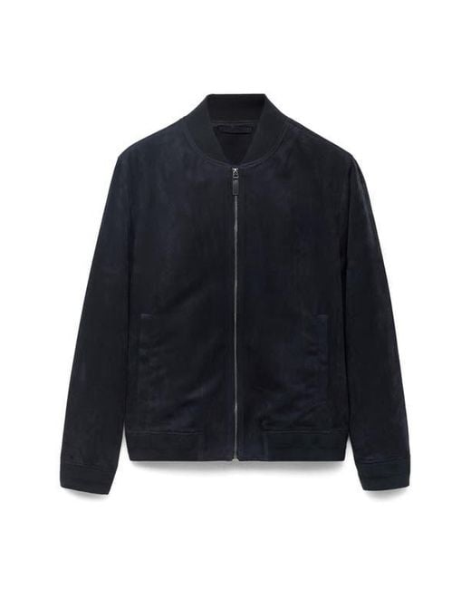 Mango Blue Faux Suede Bomber Jacket for men