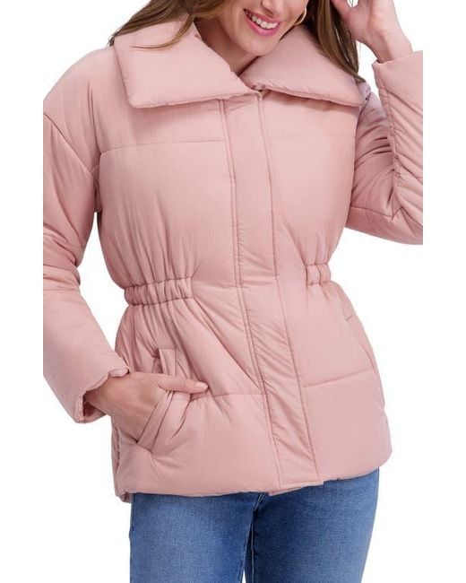 Kensie Red Envelope Collar Puffer Coat