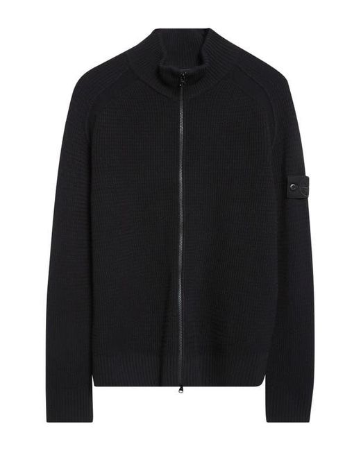 Stone Island Black Ghost Virgin Wool Zip Cardigan for men