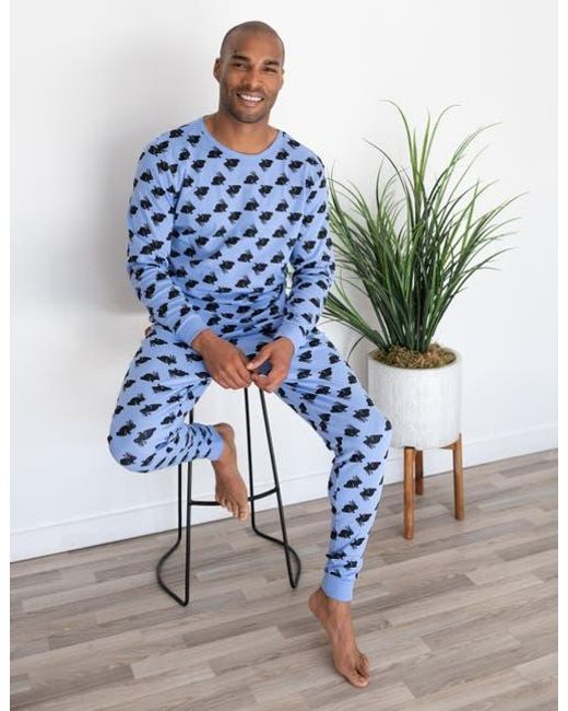 Leveret Blue Cotton Printed Matching Family Pajamas for men