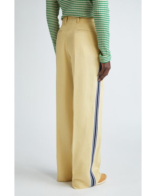 Wales Bonner Yellow Constant Track Stripe Cotton & Linen Trousers for men