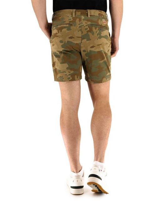 DEVIL-DOG DUNGAREES Green Camo Print 7-Inch Performance Stretch Chino Shorts for men
