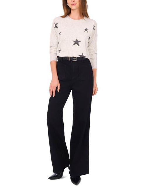 Vince Camuto White Star Crewneck Sweater
