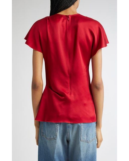 Victoria Beckham Red Draped Satin Top