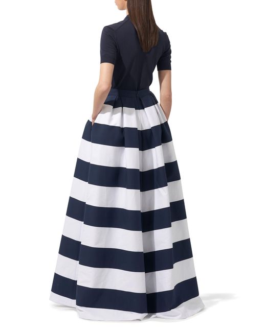Carolina Herrera Blue Stripe Cotton Blend Ballgown Skirt