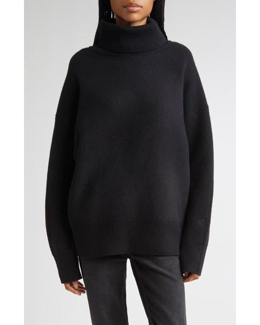 TOTEME Women's Black Double Knit Wool & Cashmere Blend Turtleneck