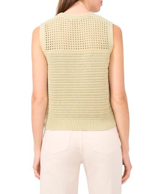 Halogen® Multicolor Open Stitch Sleeveless Cotton Side Button Sweater