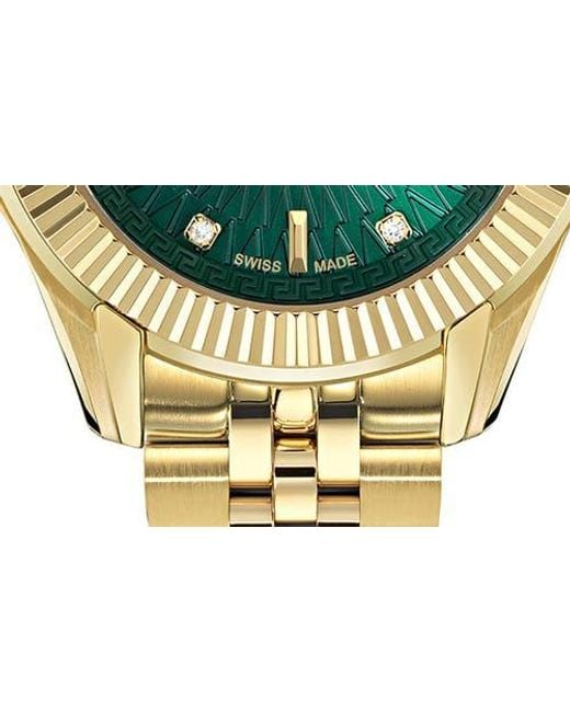 Versace Metallic Greca Time Diamond Bracelet Watch, 30Mm