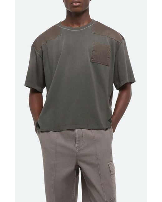 Helmut Lang Gray Patch Cotton T-Shirt for men