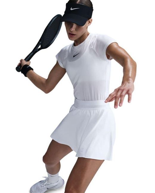 Nike White Court Ace Advantage Dri-Fit High Waist Tennis Skirt