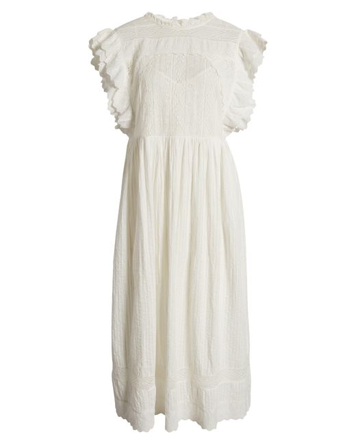 The Great White The Trellis Lace & Ruffle Midi Dress