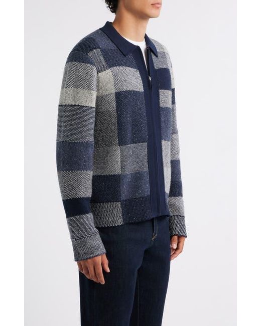 Paul Smith Blue Patchwork Cotton & Wool Blend Zip Cardigan for men
