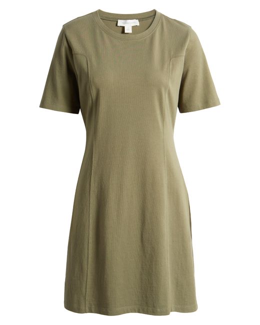 Treasure & Bond Green Seamed Organic Cotton T-shirt Dress