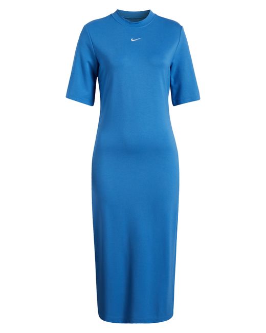 Nike Blue Sportswear Essential Tight Midi Dress