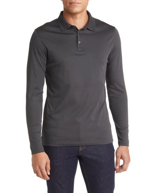 Robert Barakett Gray Georgia Long Sleeve Polo for men