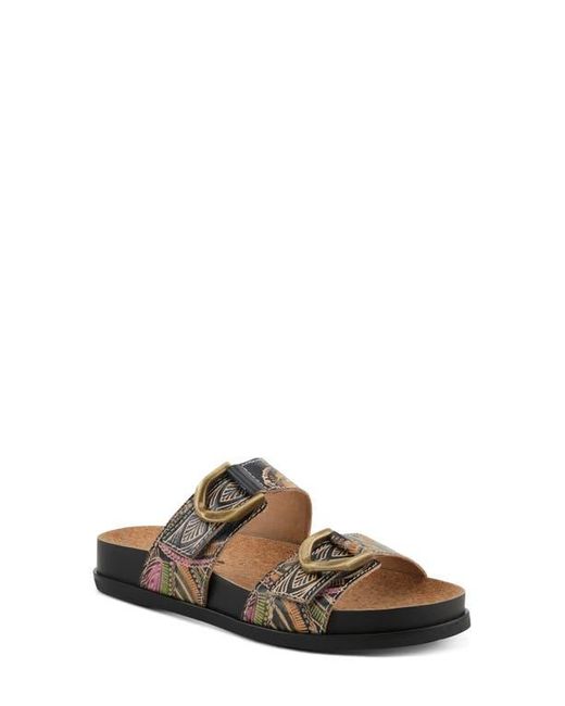 Spring Step Brown Glaze Platform Slide Sandal