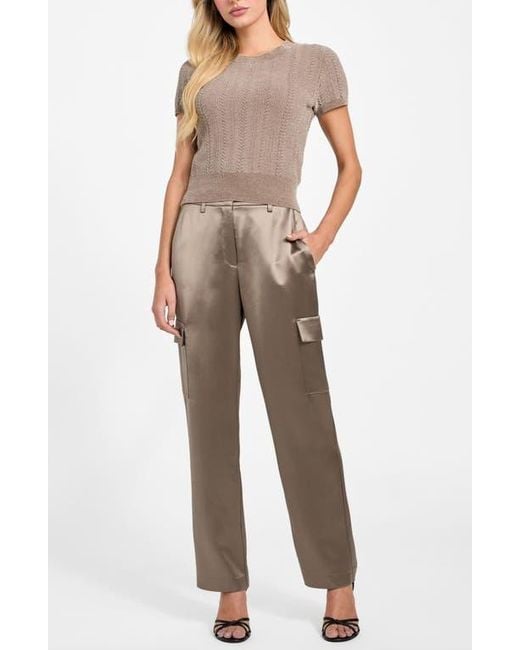 Guess Brown Megan Satin Cargo Pants
