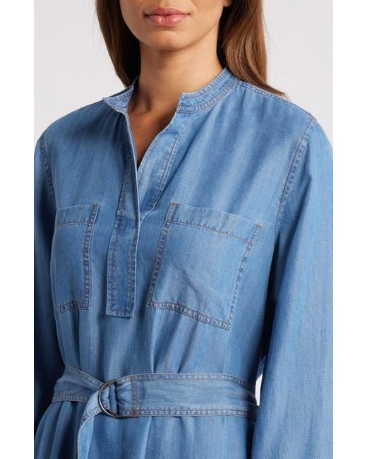 Caslon Long Sleeve Chambray Dress in Blue Lyst