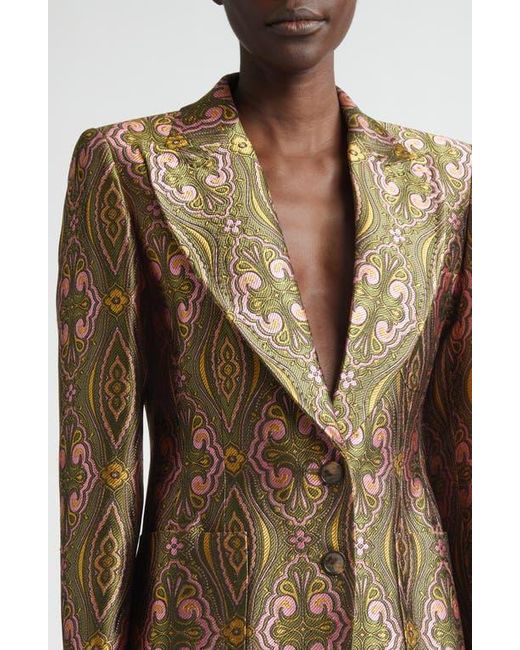 Etro Green Fitted Jacquard Jacket