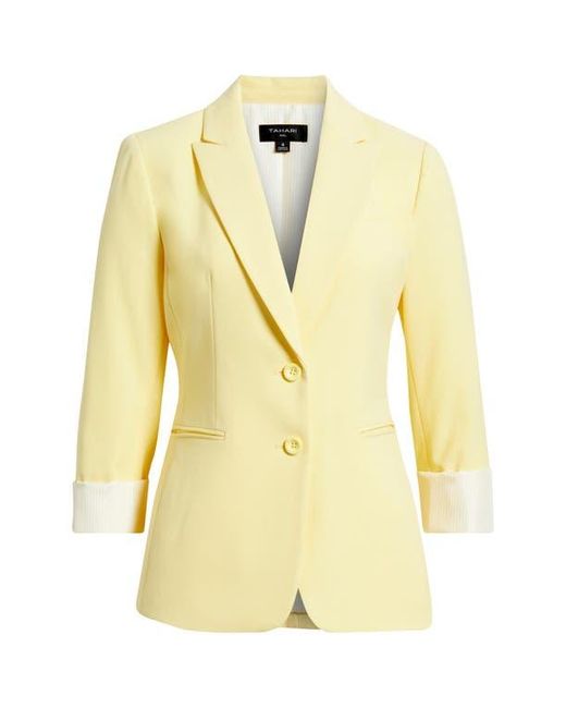Tahari Yellow Roll-Cuff Jacket