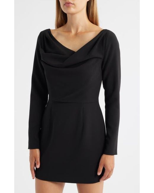Black Halo Asymmetric Neck Long Sleeve Minidress in Black | Lyst