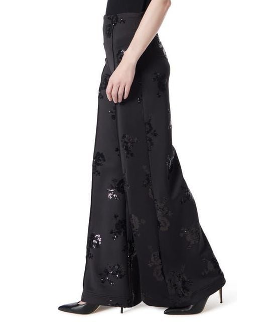 DO by Dee Ocleppo Black Sequin Scuba Wide Leg Pants