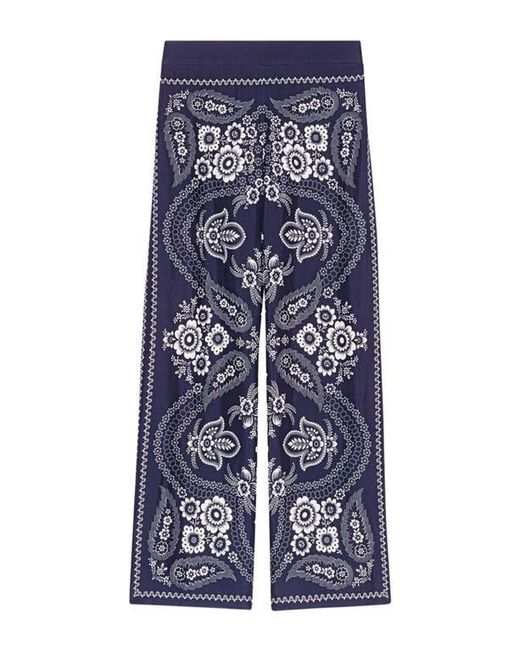 Maje Blue Flowing Bandana Print Pants