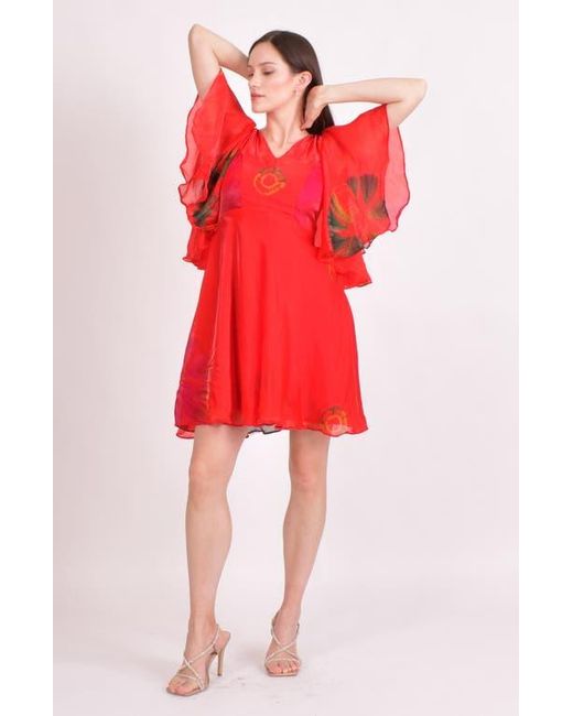 Ras Red Biha Hand Tie Dye Mini Sundress