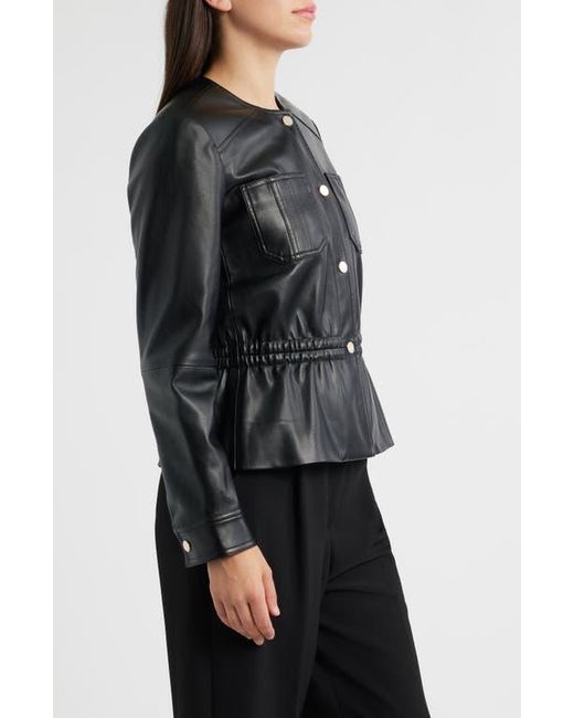 Tahari Black The Aliza Faux Leather Jacket
