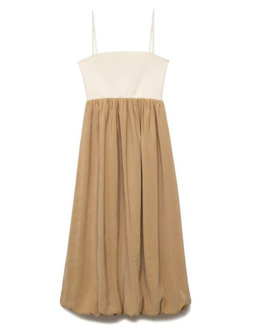 Mango Natural Mixed Media Bubble Hem Midi Dress