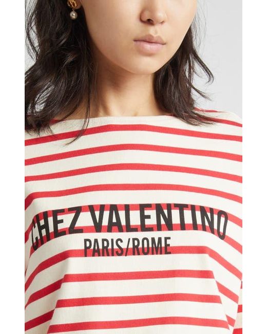 Tシャツ・カットソー VALENTINO GARAVANI LONG-SLEEVE T-SHIRT IN STRIPED COTTON VALENTINO GARAVANI Striped printed cotton-jersey T-shirt