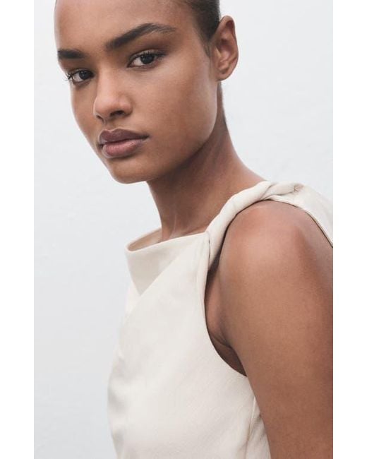 Mango White Asymmetric Drape Crop Top