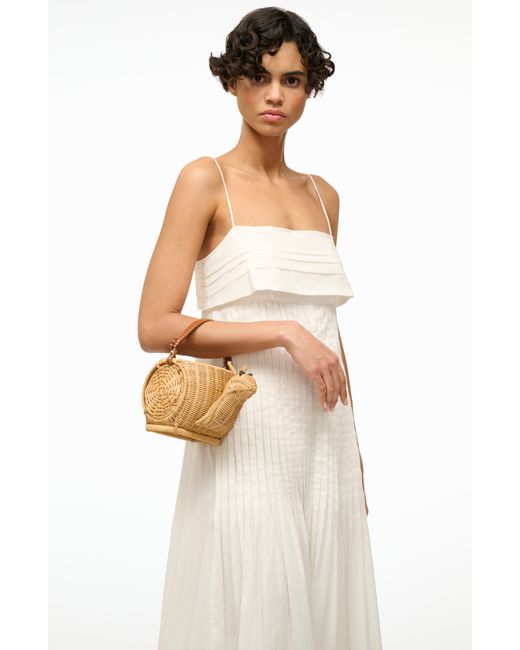Staud Natural Kristina Pleat Details Cotton Maxi Dress
