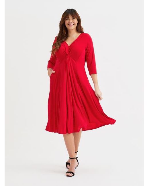 Scarlett & Jo Women's Red Claudia Solid Jersey Knot Front Dress -  www.disolcolor.com