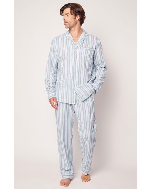 Petite Plume White Stripe Cotton Pajamas for men