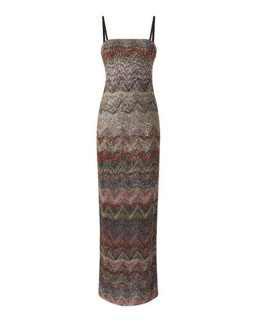 womens brown dress jacket Missoni Brown Knit Sleeveless Maxi Dress Size 40 – Mine & Yours