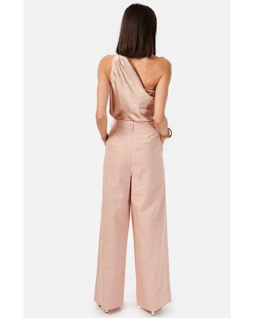 Cami NYC Pink One-shoulder Stretch Silk Bodysuit