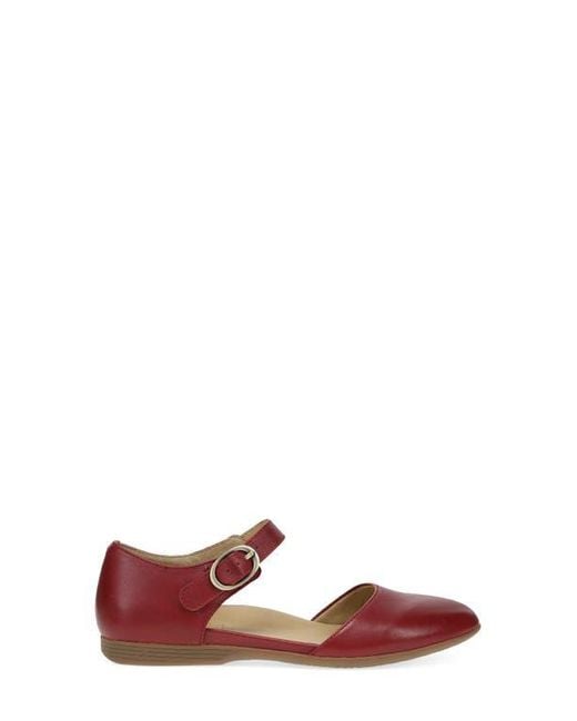 Dansko Red Liv Ankle Strap Flat