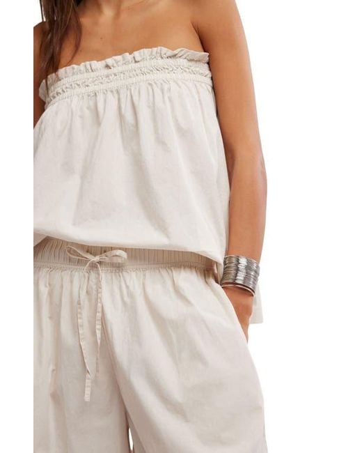 Free People Natural Corfu Tube Top & Wide Leg Pants Set