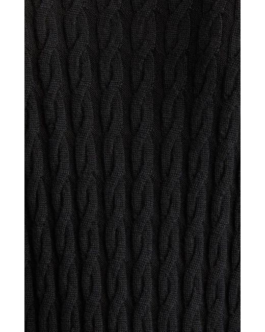 Totême  Black Long Sleeve Cable Knit Wool Merino Wool Sweater Dress