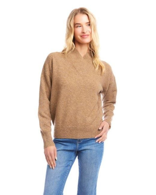 Karen Kane Blue Crossover Collar Sweater